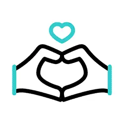 איור של ידים בצורת לב